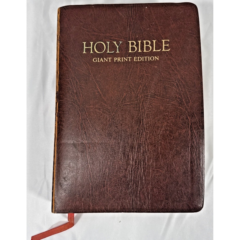 Thomas Nelson Holy Bible KJV Giant Print Brown Red Letter Vintage 1973 Edition